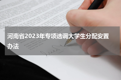 河南省2023年专项选调大学生分配安置办法